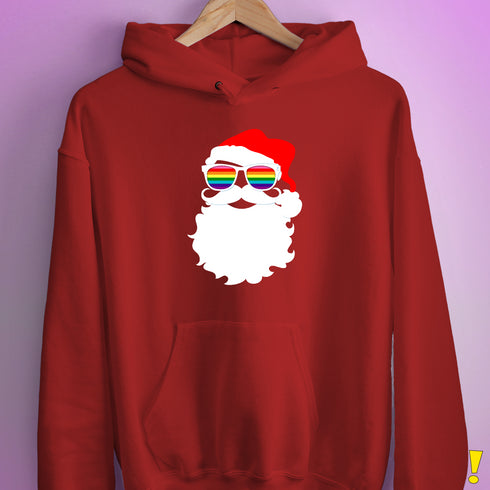 Santa’s Gilbert Baker LGBTQ Pride Flag Shades Hoodie - Red